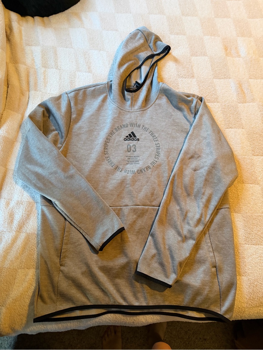 adidas Light Gray Men's Pullover Hoodie with Logo